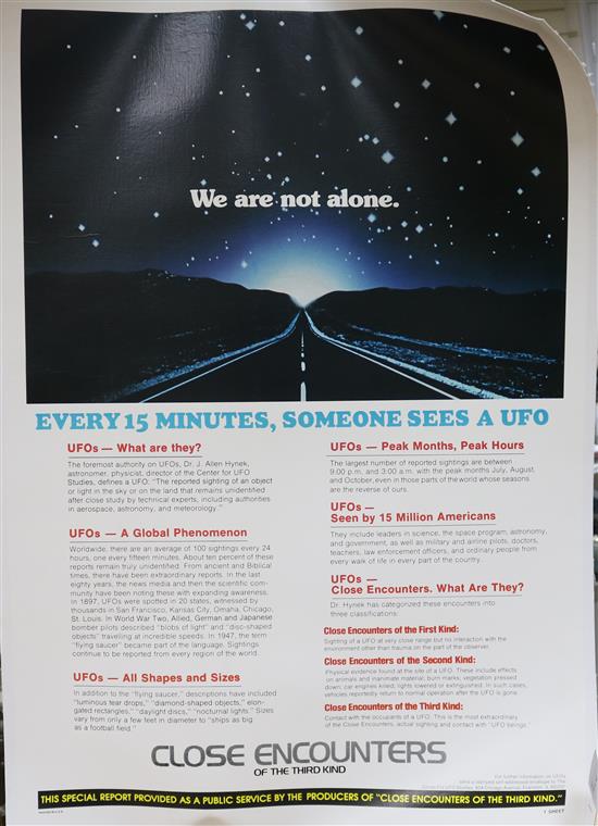 Close Encounters of the Third Kind 1977 UFO Facts UK poster, one sheet, linen backed, 104 x 69cm.